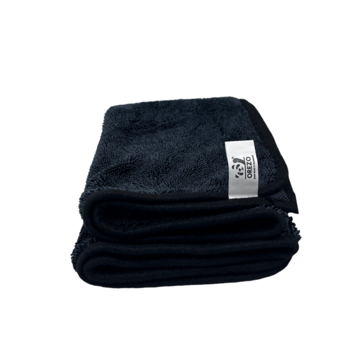 Orezo Twisted droogdoek in het zwart, opgevouwen