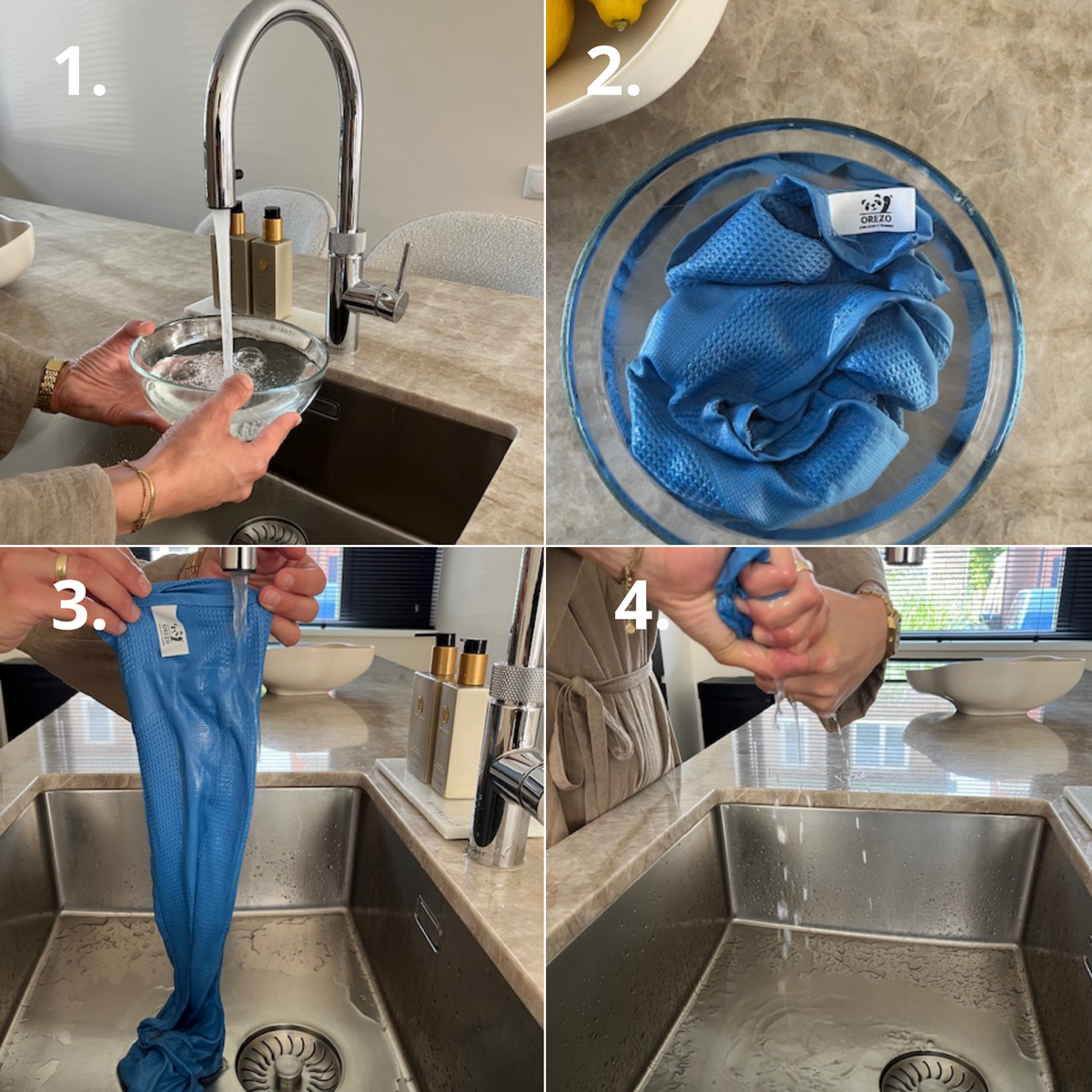 Wonderdoek voorbereiden: weken in lauw water en goed uitwringen